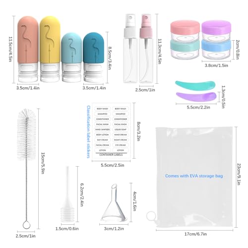 MAYCREATE® Silicone Travel Bottles Set of 16pcs, Refiil Travel Bottle Kit for Toiletries, Leak Proof Soft Squeeze Toiletry Bottle Containers for Shampoo Lotion Body Wash - Image 2