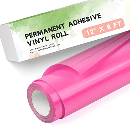 Lya Vinyl Neon Pink Permanent Vinyl 12 x 8 FT Neon Pink Adhesive Vinyl Roll for Cameo Cutters Signs Scrapbooking Craft Decal - Image 1