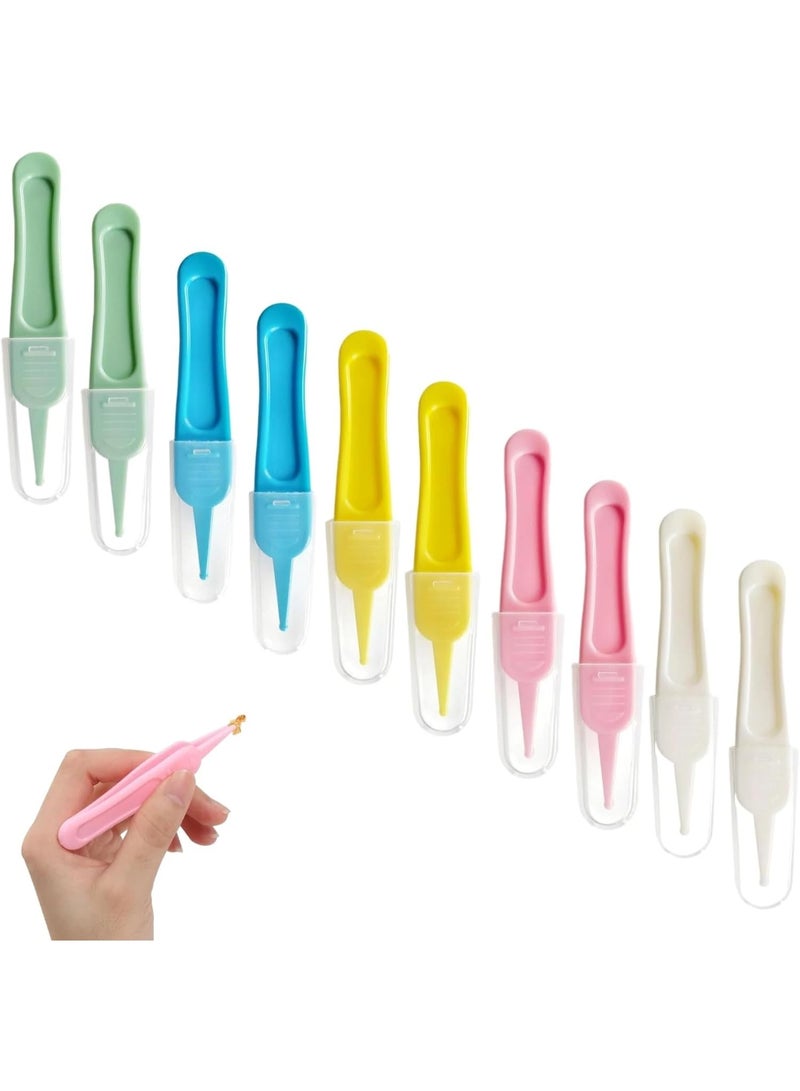 SUNSAR 10 Pcs Nose Cleaning Tweezers, Practical Plastic Silver Nose Clean Clip - Image 1