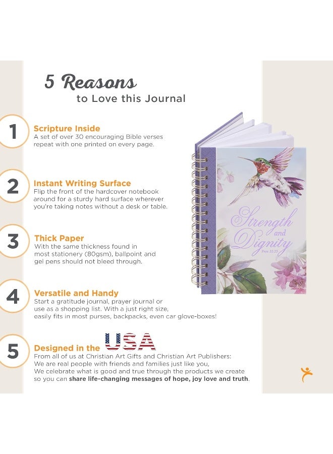 Christian Art Gifts Purple Journal W/Scripture Strength and Dignity Large Bible Verse Notebook, 192 Ruled Pages, Proverbs 31:25 Bible Verse  - Image 2