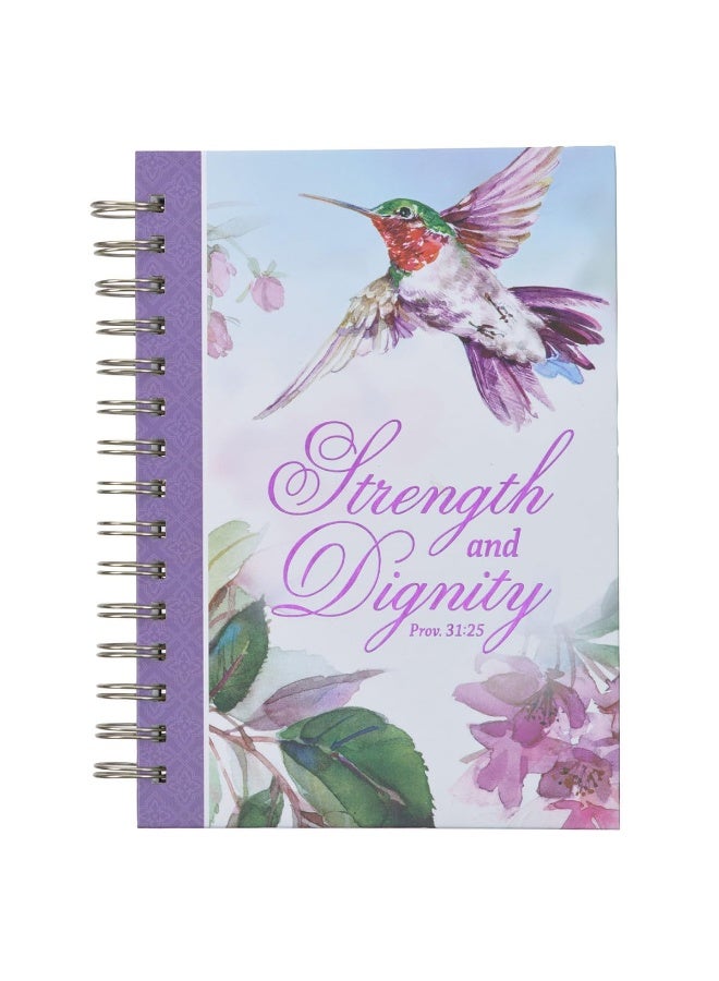 Christian Art Gifts Purple Journal W/Scripture Strength and Dignity Large Bible Verse Notebook, 192 Ruled Pages, Proverbs 31:25 Bible Verse  - Image 1