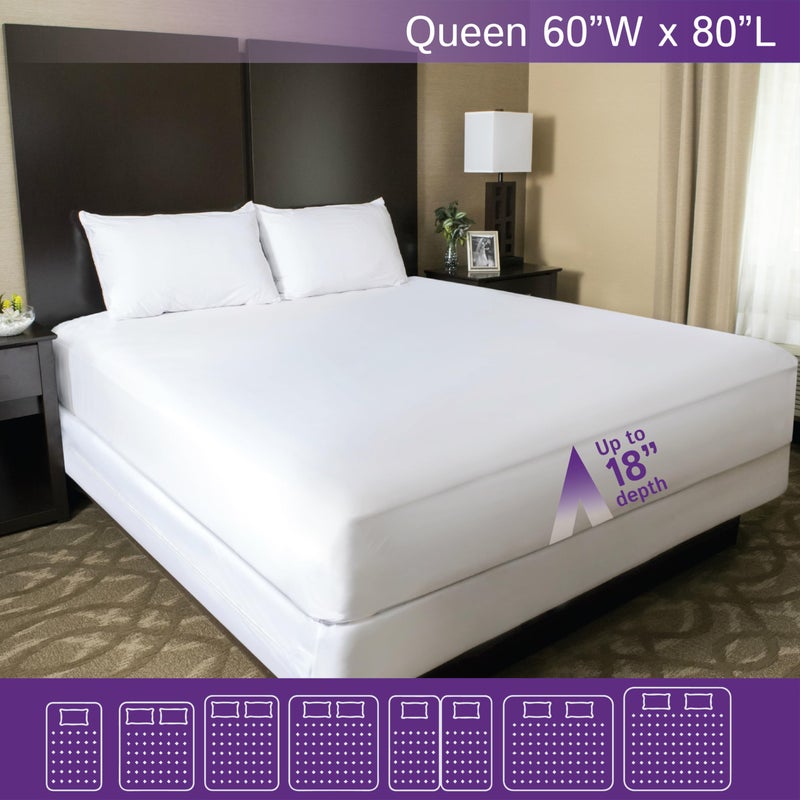 Four Seasons Essentials Queen Size Waterproof Mattress Protector - Fitted Sheet Mattress Cover with Deep Pockets - Hypoallergenic, Breathable, Water Proof, Noiseless, Vinyl Free - Image 2