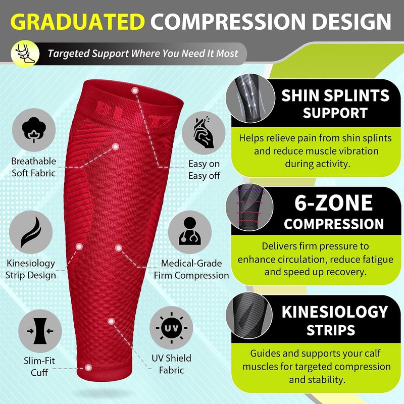 BLITZU Calf Sleeves (1 Pair) Power+ Compression Men and Women Performance Leg Guards. True Graduated Compression. Improves Circulation, Aids Muscle Recovery - Image 3