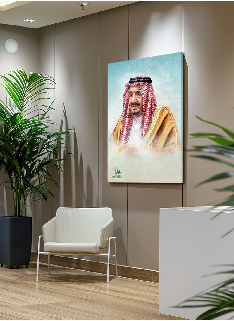 LOWHA Canvas Wall Art Stretched Over Wooden Frame with King Salman Painting For Saudi National Day  - Image 2