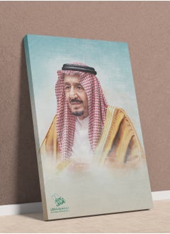 LOWHA Canvas Wall Art Stretched Over Wooden Frame with King Salman Painting For Saudi National Day  - Image 1