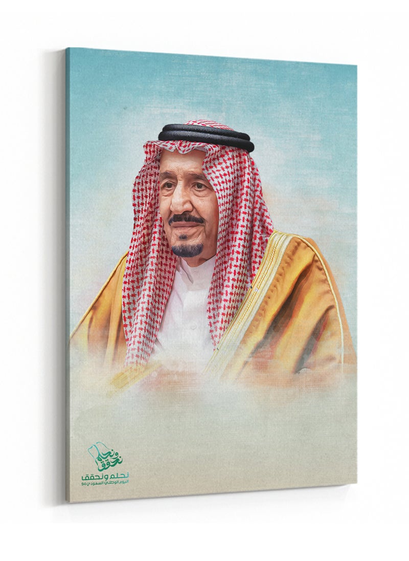 LOWHA Canvas Wall Art Stretched Over Wooden Frame with King Salman Painting For Saudi National Day  - Image 5