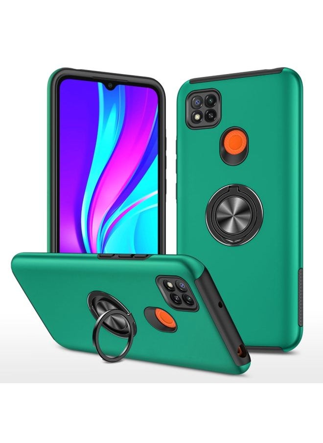 HuHa Case Cover For Xiaomi Redmi 9C PC + TPU Shockproof Magnetic Protective Case with Invisible Ring Holder Dark Green 
