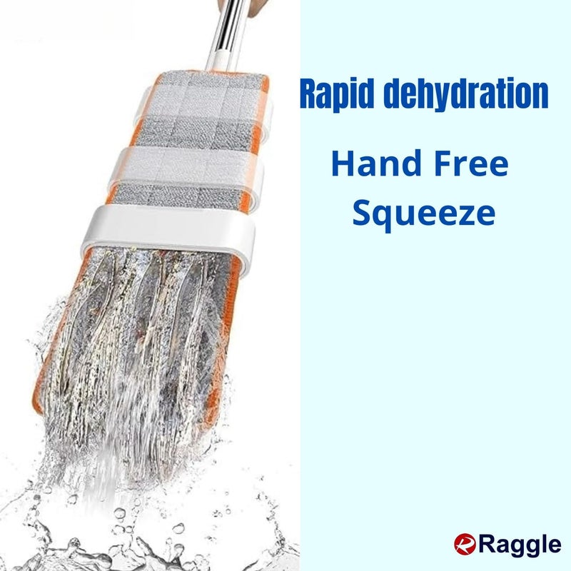 Raggle Flat Microfiber Magic Mop for Floor Cleaning,Home Hands Free Squeeze Mop 360° for Floor, Slider Squeeze Mop, Stainless-Steel Handle, Bucket Less Mop and Microfiber Refill (Squeeze Mop) - Image 3
