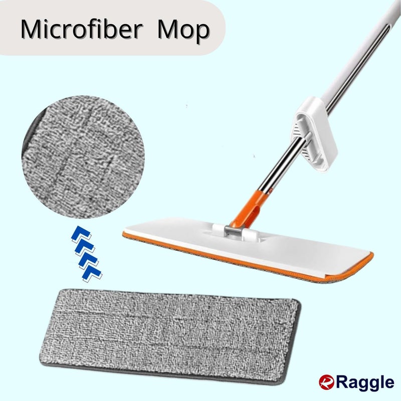 Raggle Flat Microfiber Magic Mop for Floor Cleaning,Home Hands Free Squeeze Mop 360° for Floor, Slider Squeeze Mop, Stainless-Steel Handle, Bucket Less Mop and Microfiber Refill (Squeeze Mop) - Image 5