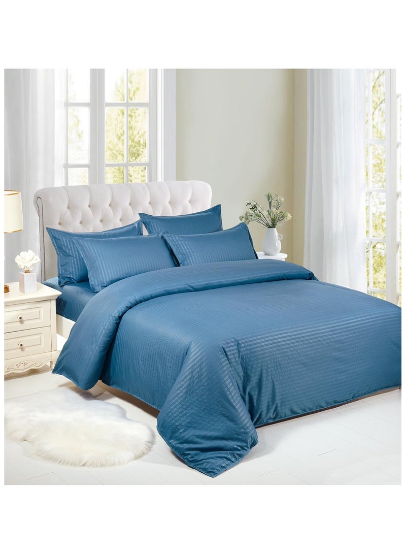 AL RAID 6-Piece King Size Bed Sheet Set – Luxury Weave & Hidden Zipper Closure Include 1 Fitted Sheet with 1 Duvet Cover and 4 Pillow Cases 220x240cm