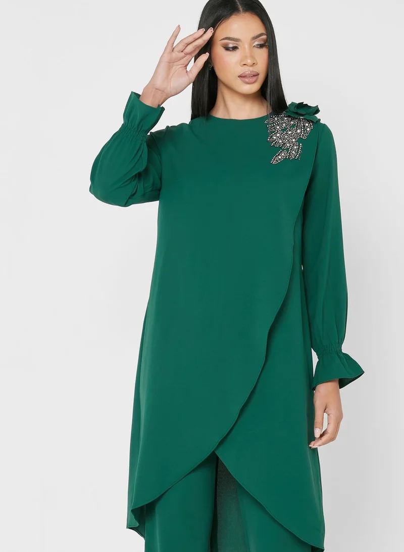 Khizana Embellished Shoulder Tunic & Pant Set