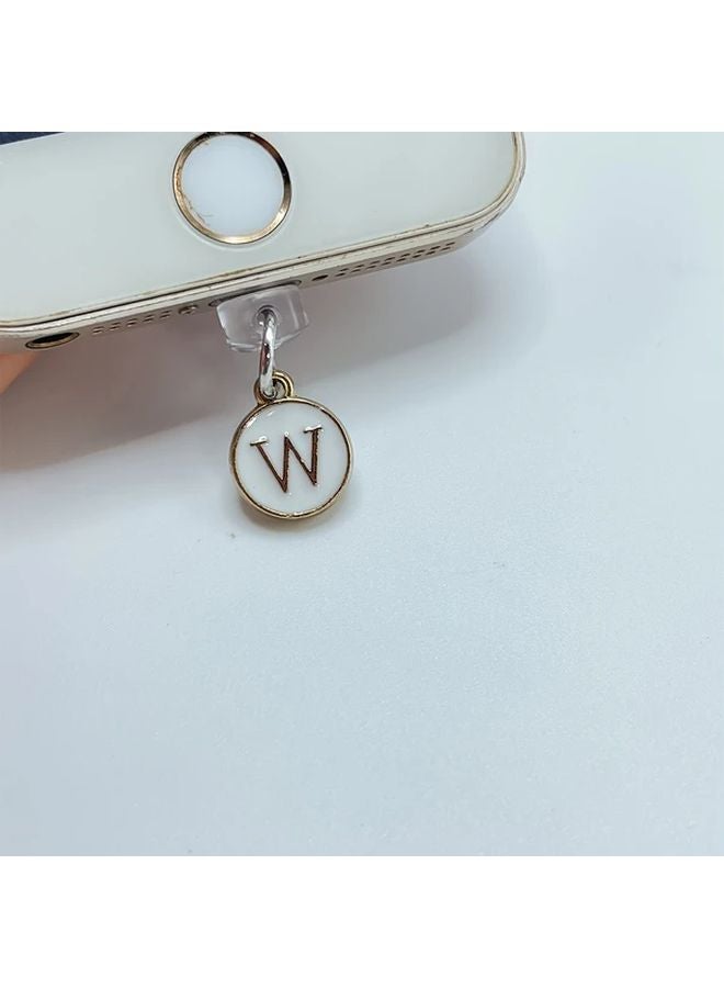 White Letter W Dust Plug For Type C Port Protection Alloy Cover - Image 1