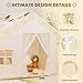 PIIKAGO Kids Play Tent with Mat Kids Tent Indoor with Star Lights and Flags Toddler Tent for Kids Ages 38 Toddler Playhouse for Girls Boys 57 x 35 x 47 Beige - Image 4