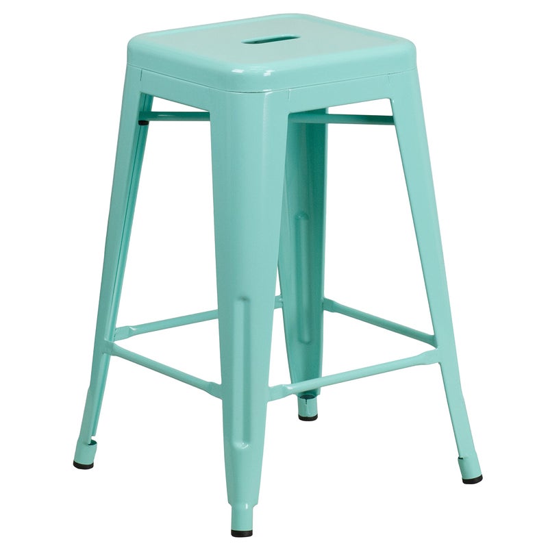 Flash Furniture Flash Furniture Kai Commercial Grade 24 High Backless Mint Green IndoorOutdoor Counter Height Stool 