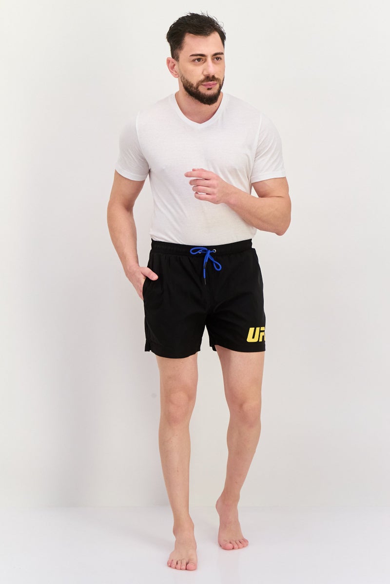 Ufc شورتات سباحة للرجال بشعار العلامة التجارية، أسود - Image 3