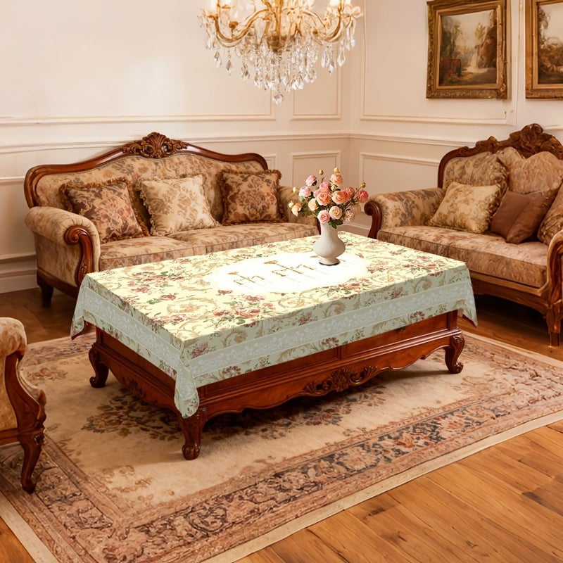 Rectangular PVC Tablecloth 138 x 178 cm Floral Candlestick Pattern European Vintage Style for Picnic Holiday Party Dining Room Decoration - Image 5