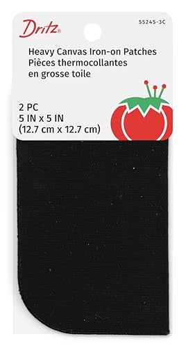 Dritz Heavy Canvas IronOn Patches 5 x 5Inch 2 Count Black