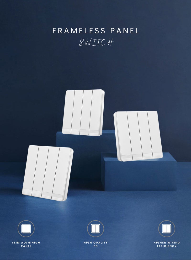 Vmax V5 Series 4 Gang 2 Way Wall Switch 3X3 Inches White Ivory - Image 5