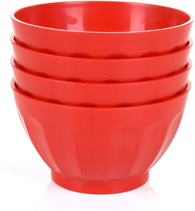Mintra Office Mintra Colorful Unbreakable Plastic Bowl 4pk  Large  18L Red  Part Of A Set  Salad Snacks Breakfast Cereal Fruit Popcorn Soup  Shatterproof BPA Free - Image 3
