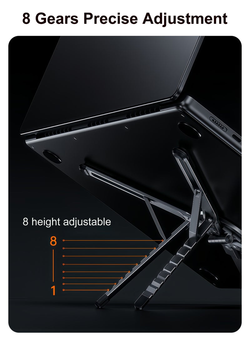 Laptop and Tablet stand, aluminum alloy, damping shaft for greater durability, adjustable angle, portable, Compatible with laptops, tablets and mobile phones, Grey - Image 3