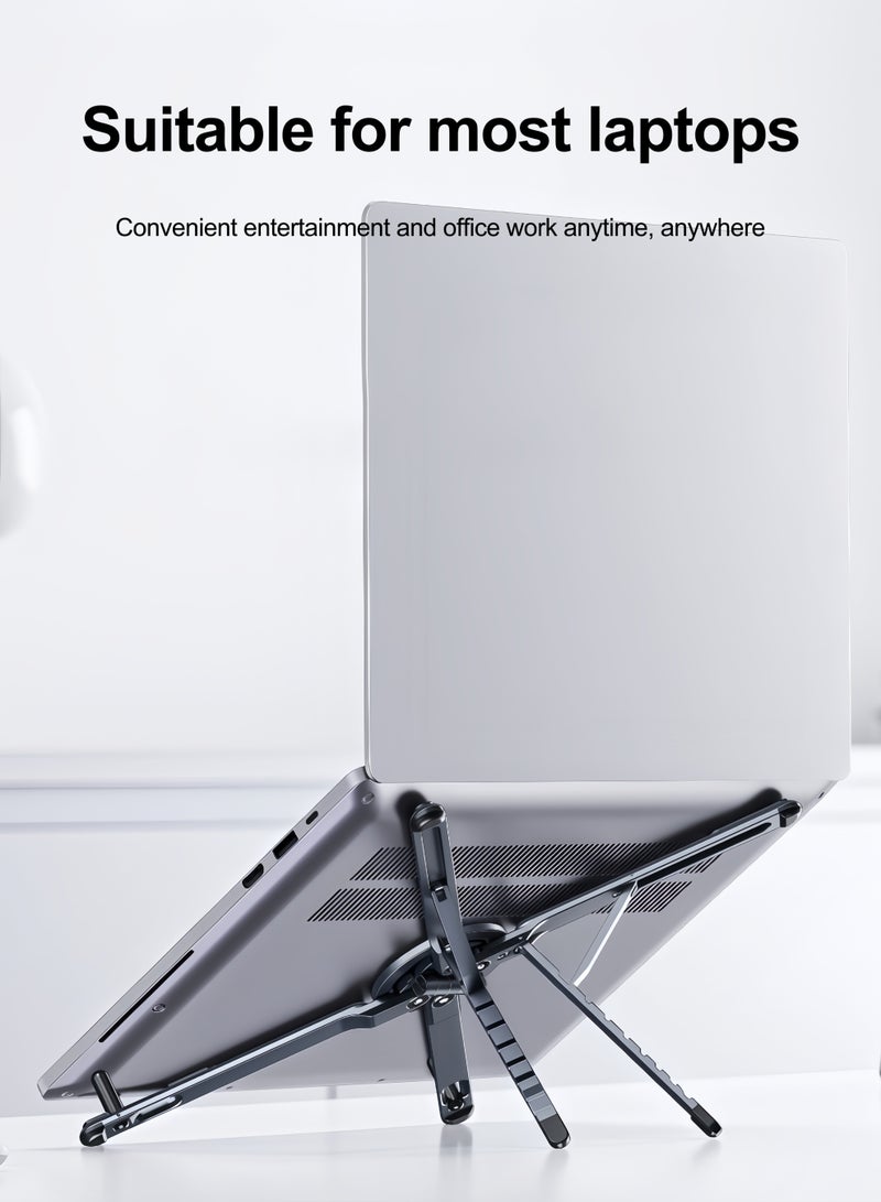Laptop and Tablet stand, aluminum alloy, damping shaft for greater durability, adjustable angle, portable, Compatible with laptops, tablets and mobile phones, Grey - Image 4