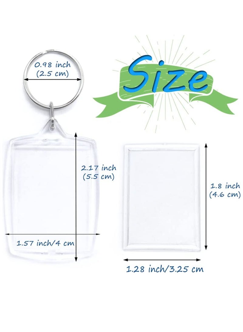 30 PCS Acrylic Photo Frame Keyrings Clear Picture Keychains Acrylic Photo Snap-in Key Chain for Artwork Gifts u0026Craft(1.57 × 2.17 inch) - Image 2