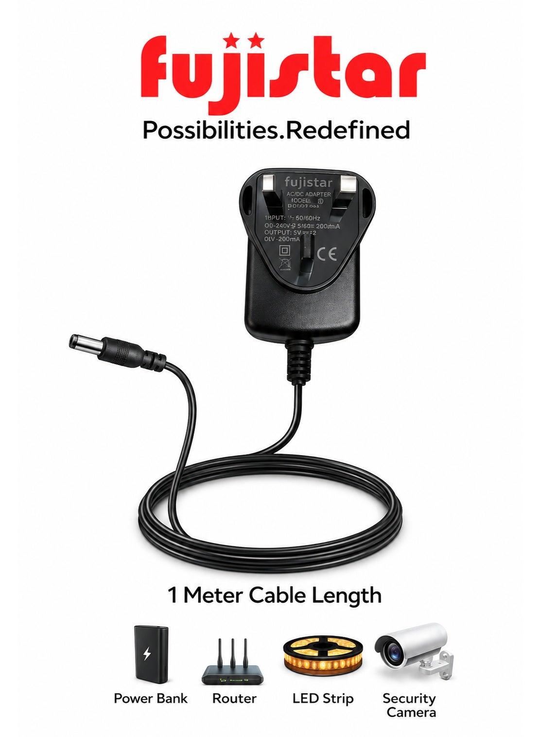 fujistar Fujistar Power Adapter 12v 2a wired 1 M 24W ZB5A8DEE88A820C352549Z