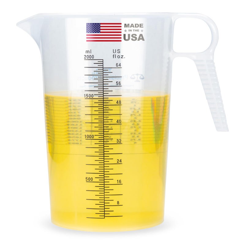 Turnah Half Gallon 64oz (2 quart) Measure Pitcher- Conversion Chart-Strong Food Grade - Resistant to Chemicals- Great for Lawn, Pool & Spa, Ag, Home Hobbies, Lye, Cooking, Shop Motor Oil Fluids Made In USA - Image 1
