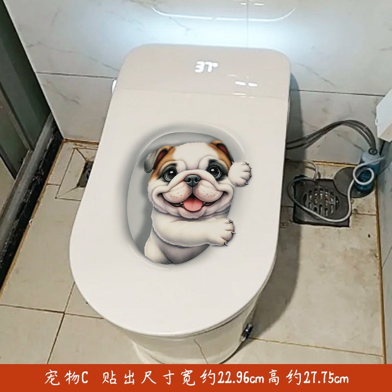 Travel Kang 3D Cat Toilet Stickers Wall Stickers Toilet Toilet Lid Decoration Renovation Self-Adhesive Wall Stickers - Image 1