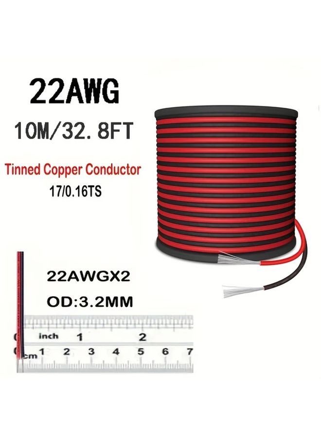 22AWG 2 Core Parallel Cable 393 7 Inch Flexible Tinned Copper Wire For LED Power - Image 1