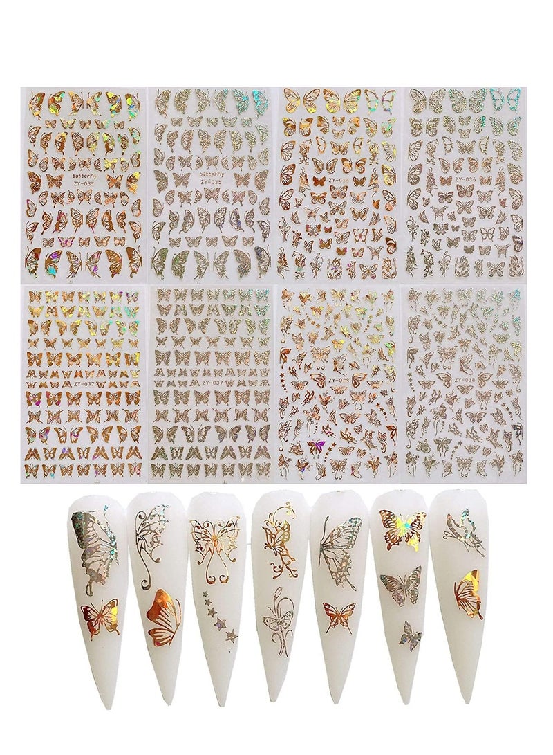 Nail Sticker Art Adhesive Sheets Different Laser Gold and Silver Color erfly Shapes Decoration for Fake Design - Image 2