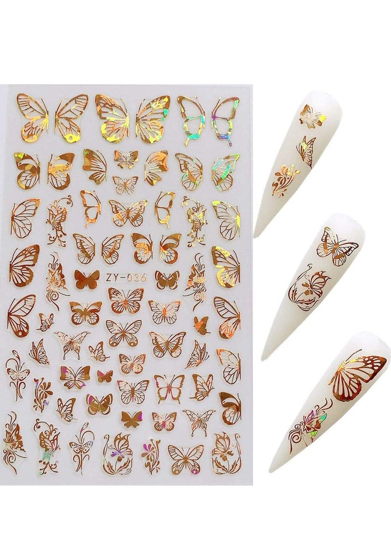 Nail Sticker Art Adhesive Sheets Different Laser Gold and Silver Color erfly Shapes Decoration for Fake Design - Image 4