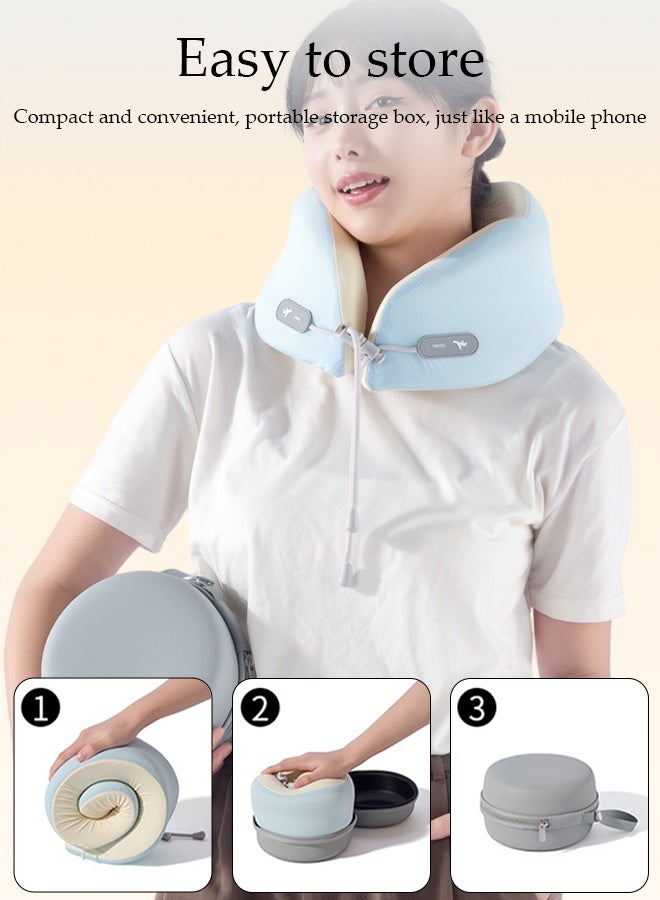 DUNISO Travel Pillow for Airplane Memory Foam Neck Pillow Neck with Storage Carry Bag， Support to Relieve Neck Tension Lightweight Compact Breathable Flight Pillow Comfortable U-shaped Pillow for Airplane Car Office Home Travel Camping - Image 3