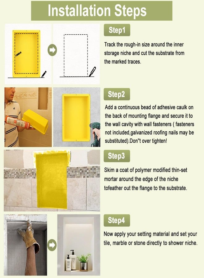 Suteck Shower Niche Ready for Tile 16" x 20", Single Shelf Niches for Shower Bathroom Storage, Wall Recessed Shelf - Image 5