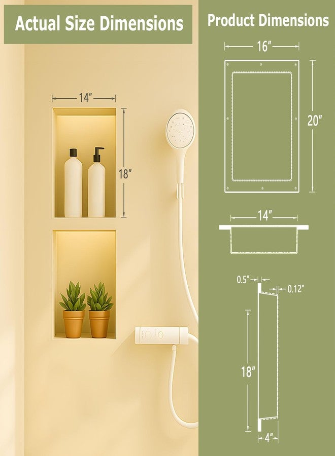 Suteck Shower Niche Ready for Tile 16" x 20", Single Shelf Niches for Shower Bathroom Storage, Wall Recessed Shelf - Image 2