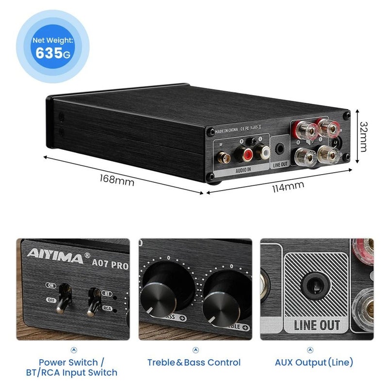Aiyima A07pro Bluetooth 5.2 HiFi Power Amplifier 600w Home Audio Amp with 36v6a EU Standard Power Supply - Image 4