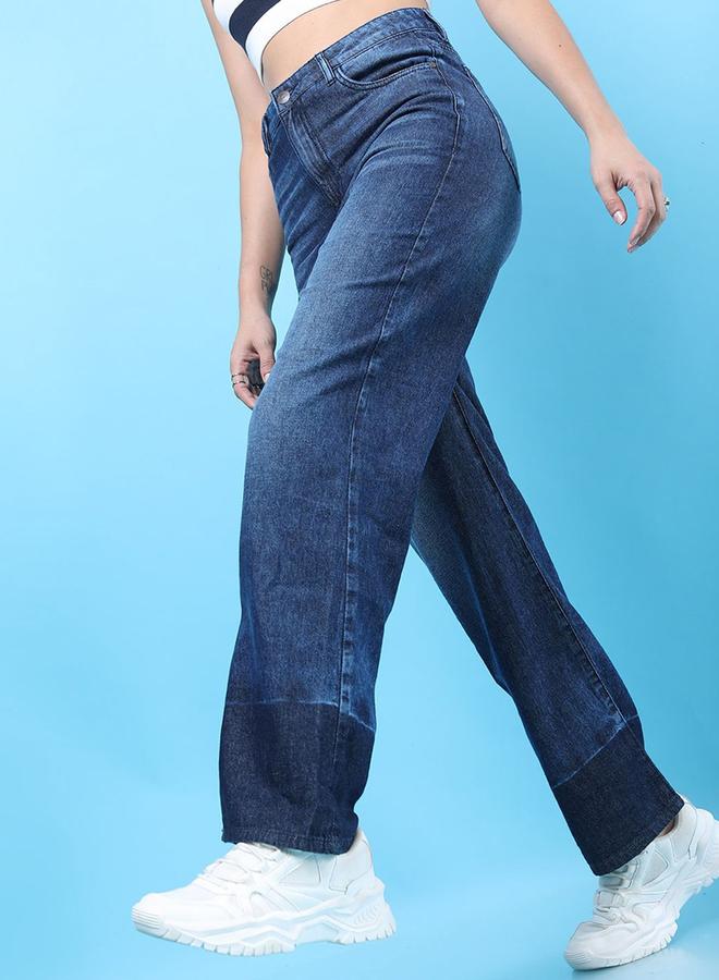 Freehand Women Wide Leg Contrast Panel Jeans - Image 2