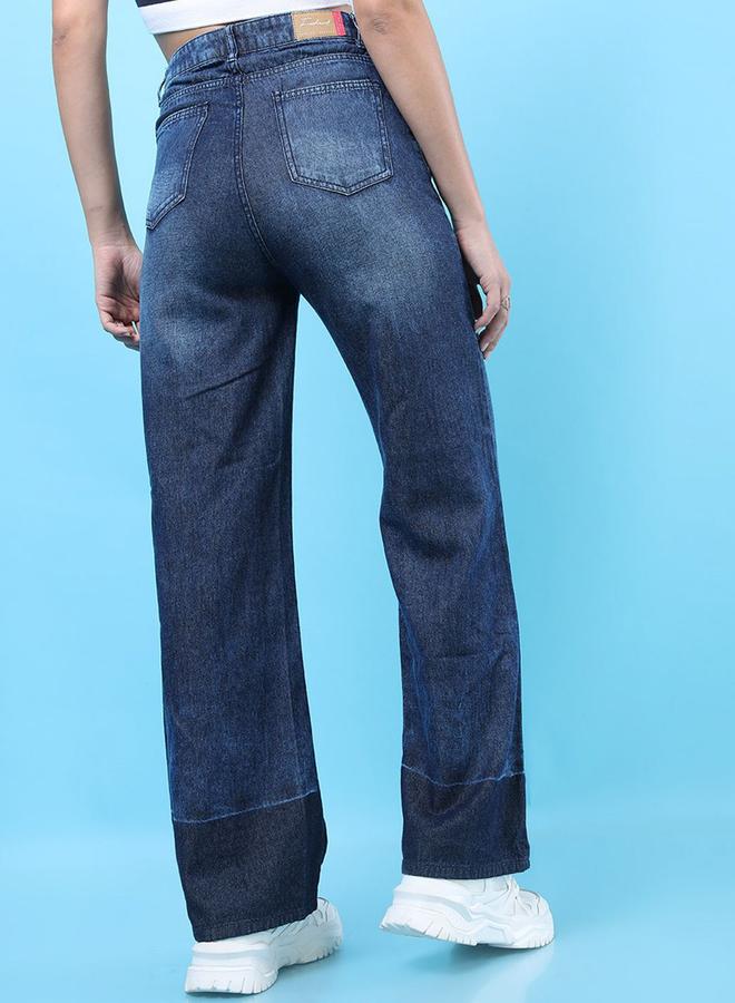Freehand Women Wide Leg Contrast Panel Jeans - Image 3