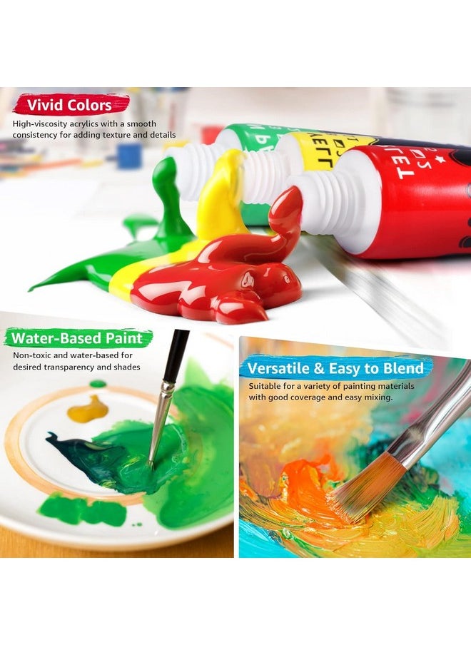 Colorful Acrylic Glass Paint Set With 6 Brushes 1 Palette 12 Colors Stain Glass Paints For Wine Glass Waterproof Acrylic Enamel Paint Kit To Create Translucent Arts On Porcelain Window & Ceramic  - Image 3