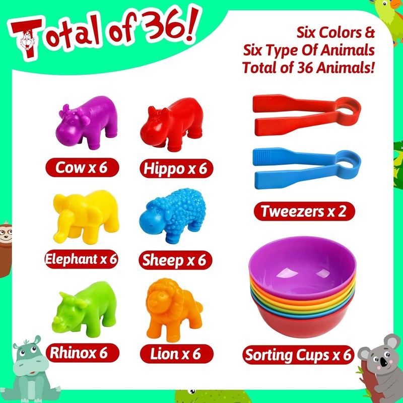 kizh Counting Dinosaurs Toys Matching Games with Sorting Bowls Learning Activities Preschool Manipulatives Montessori Fine Motor Skills Toys for 3 4 5 Years Kids Toddler - Image 3