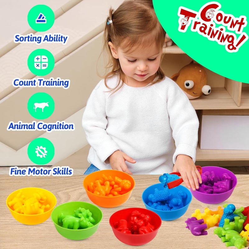 kizh Counting Dinosaurs Toys Matching Games with Sorting Bowls Learning Activities Preschool Manipulatives Montessori Fine Motor Skills Toys for 3 4 5 Years Kids Toddler - Image 5