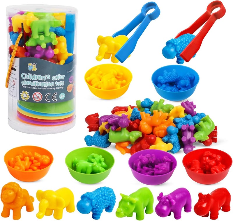 kizh Counting Dinosaurs Toys Matching Games with Sorting Bowls Learning Activities Preschool Manipulatives Montessori Fine Motor Skills Toys for 3 4 5 Years Kids Toddler - Image 1