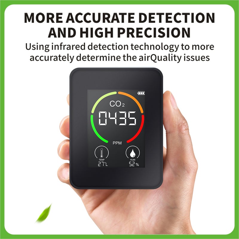 Multifunctional 3in1 CO2 Temperature Humidity Monitoring Device Home Digital Household Air Quality Detector Household Air Pollution Monitor LCD Display with Backlit - Image 4
