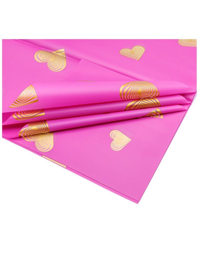 Gulf Flowers Gulf Flowers Violet Film Hearts Sheets – 56x56cm, 20 Pcs – 50 Microns Fuchsia Gift Wrapping Film for Bouquets, Hampers & Decorations – Decorative Floral Packaging Sheets 