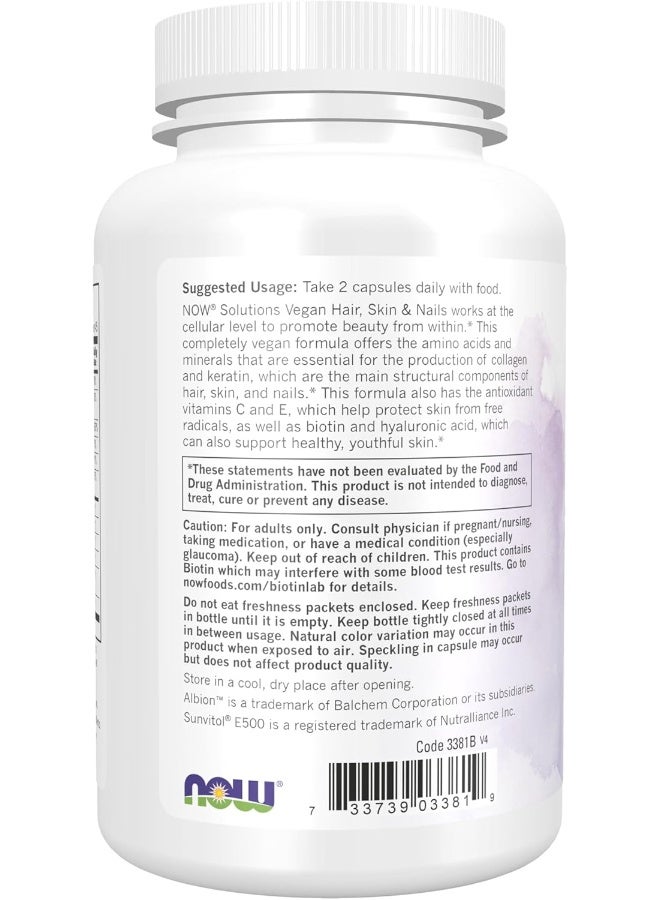 NOW Solutions Vegan Hair, Skin & Nails with 5,000 mcg Biotin - Image 2