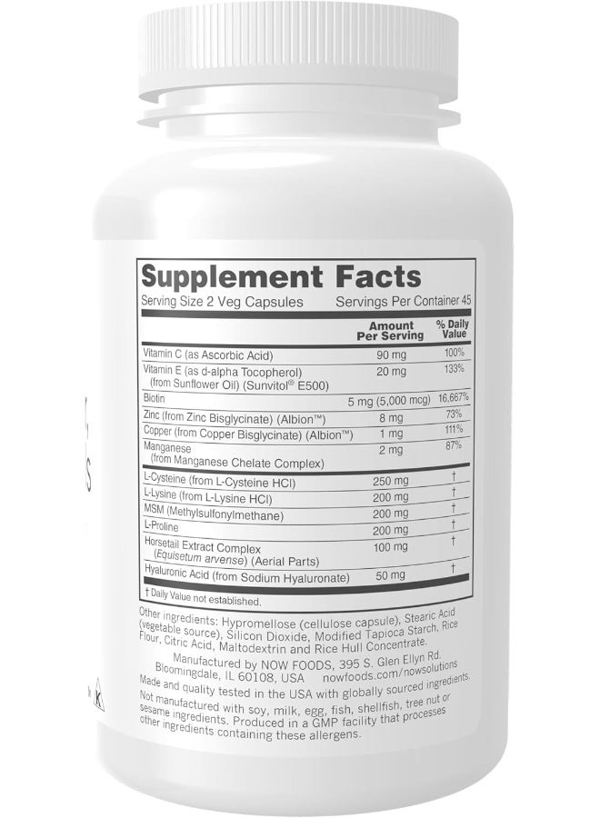 NOW Solutions Vegan Hair, Skin & Nails with 5,000 mcg Biotin - Image 3