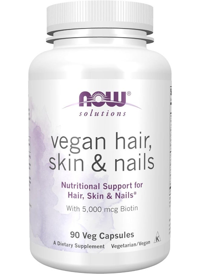 NOW Solutions Vegan Hair, Skin & Nails with 5,000 mcg Biotin - Image 1