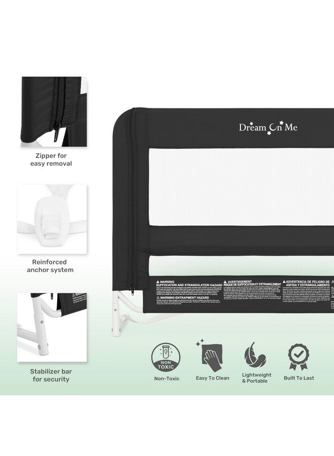 دريم أون مي حاجز سرير شبكي خفيف الوزن قابل للتعديل من دريم أون مي للأطفال الصغار، مصنوع من نسيج شبكي قابل للتهوية، مناسب لجميع أنواع الأسرة، حاجز حماية للسرير بنظام تثبيت معزز، لون أسود - Image 4