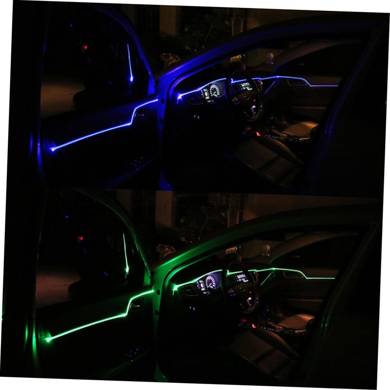أضواء LED مرنة للسيارة على شكل حبل 6 قطع، زينة داخلية زرقاء، شريط آمن للقيادة - Image 5