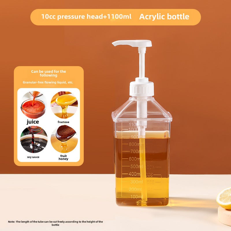 Manual Press Sugar Dispenser Large Capacity Milk Tea Shop [PC] 10cc +1100ml acrylic bottle body 
